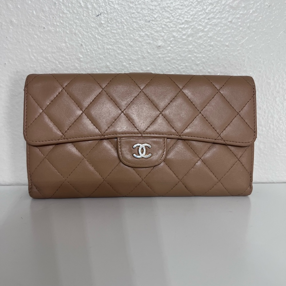 Chanel Tan Quilted Leather Wallet